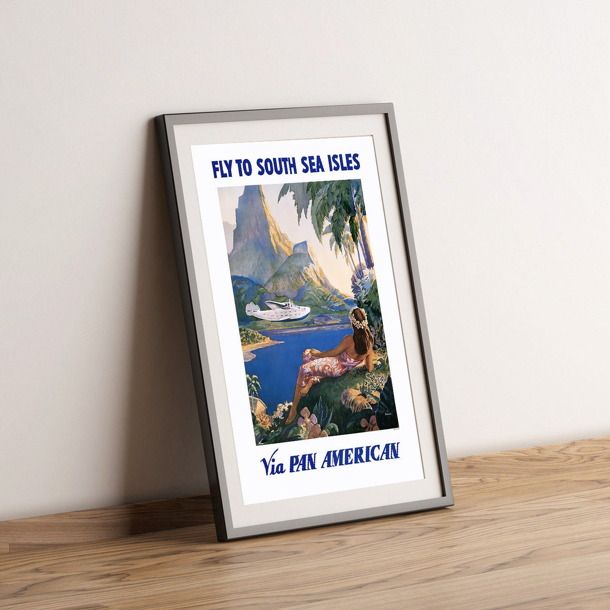 Vintage Fine Art Poster – A4, A1...20x30 inch... Pan Am (Pan America) – Fliegen Sie zu den Südseeinseln – Vintage-Flugreisen-Druck