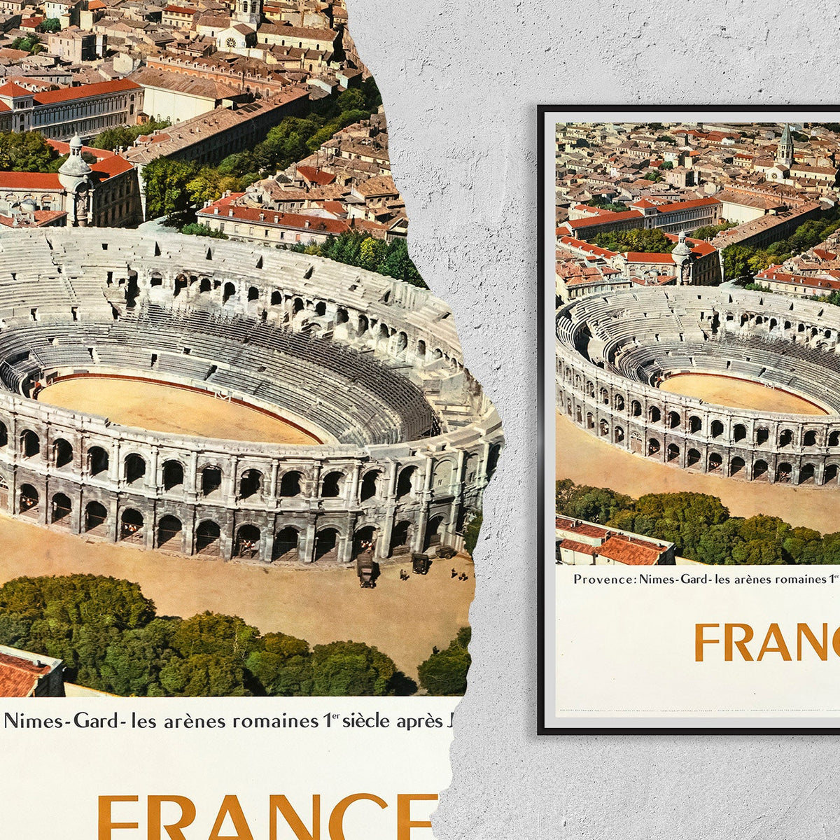 Hi-Res Print - A4, A3...20x30 Zoll... Reise in Frankreich, Nîmes, Gard, Les arènes romaines 1. Jahrhundert nach Christus, 1959, Vintage Sportposter