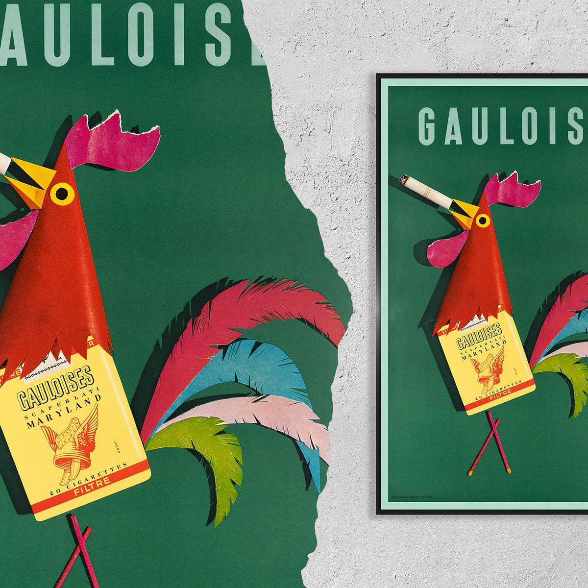 Hi-Res Druck - A4, A3...20x30 Zoll... Zigaretten Gauloises, Donald Brun, 1964 - Frankreich Tabakwerbeplakat