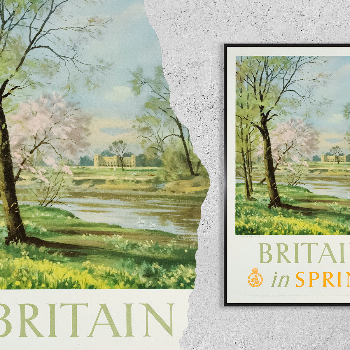 Hi-Res-Druck - A4, A3...20x30 Zoll... Burg im Vereinigten Königreich, Großbritannien im Frühling, 1948 - Vintage-Reiseposter