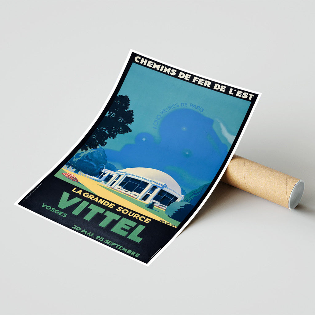 Hi-Res Print - A4, A3...20x30 Zoll... Chemins De Fer Du Midi, La Grande Source Vittel Zug 5 Stunden von Paris – Vintage Eisenbahnplakat