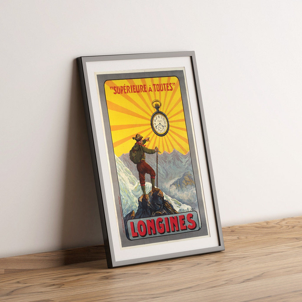 Vintage Kunstdruck - A4, A3... 20x30 Zoll... Longines, Superior Supérieure à toutes, 1910 - Vintage Uhren Werbung