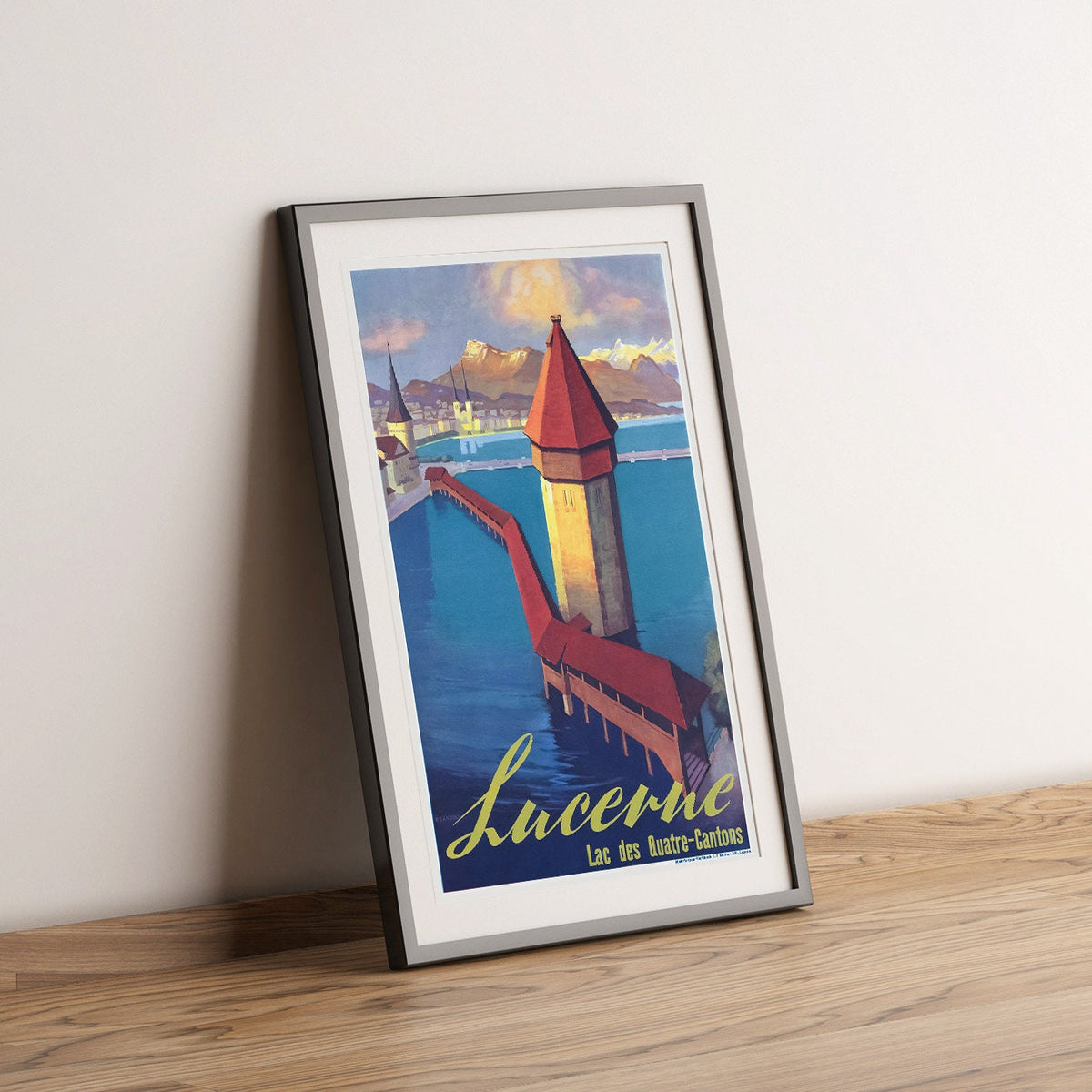 Hochauflösender Druck – A4, A3...20x30 Zoll... Schweizer Reisen, Architektur Luzern, Seeberg, Vierwaldstättersee, Schweiz Brücke, 1936