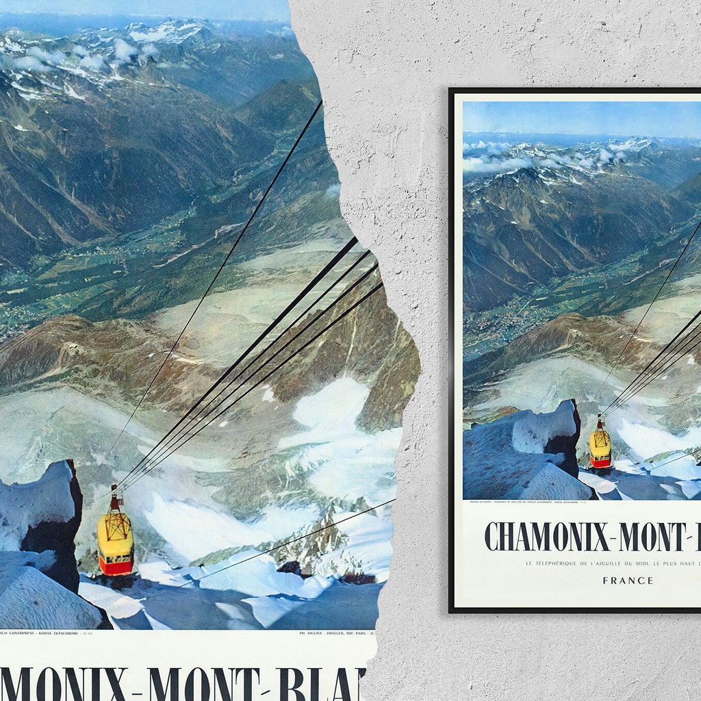Reisen in Frankreich, Chamonix-Mont-Blanc, Frankreich, 1956 – Vintage-Reiseplakat