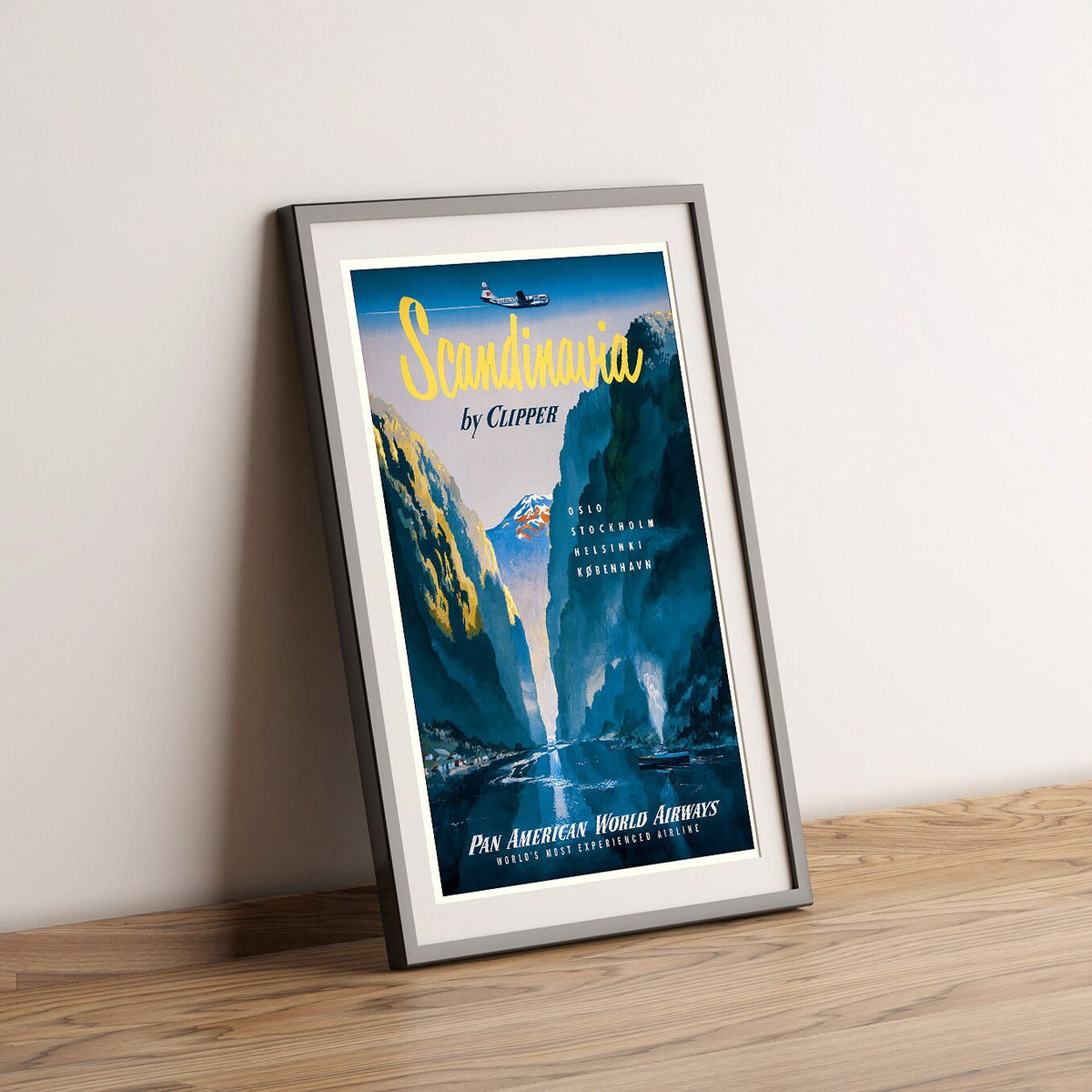 Hi-Res Print - A4, A3...20x30 Zoll... Pan Am (Pan American World Airways) Skandinavien - Vintage Fluglinien-Reiseplakat