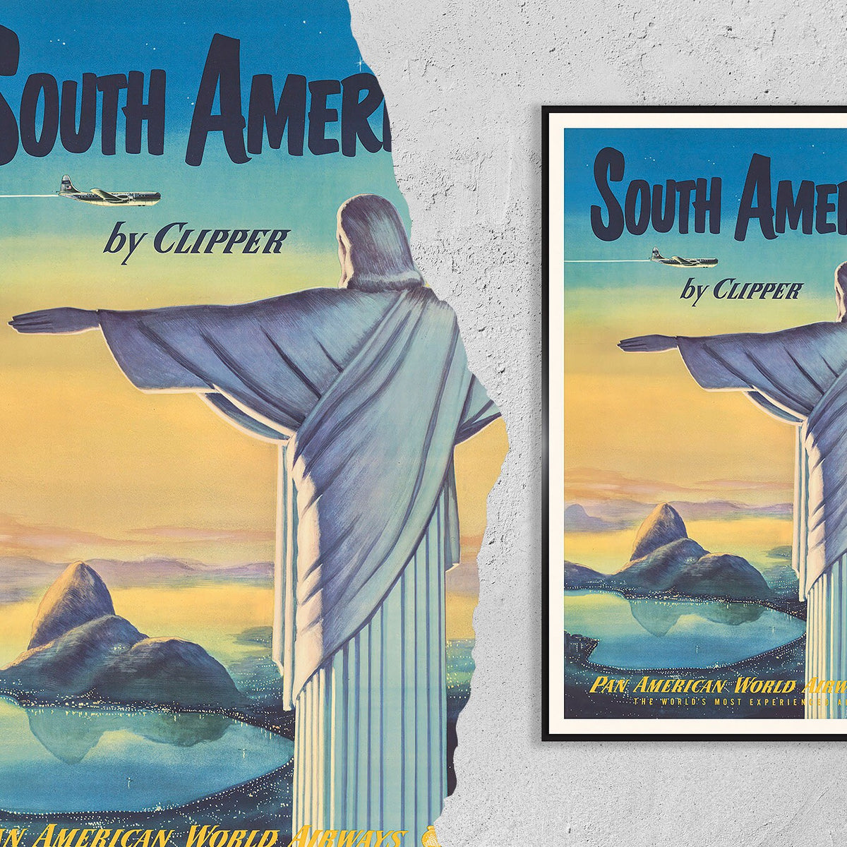 Vintage Fine Art Poster – A4, A1... 20x30 Zoll... Pan Am, Pan American Werbeplakat – Südamerika, Brasilien – Airline-Reiseprint