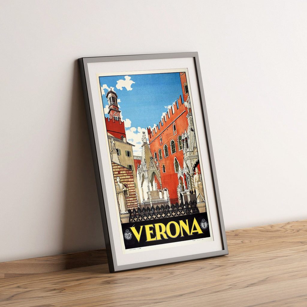 Vintage Kunstdruck - A4, A1...20x30 inch... Besuchen Sie Italien, Verona Venetien, Italien Reise, Büro ENIT Italia Stadtansicht, 1938 - Reiseplakat