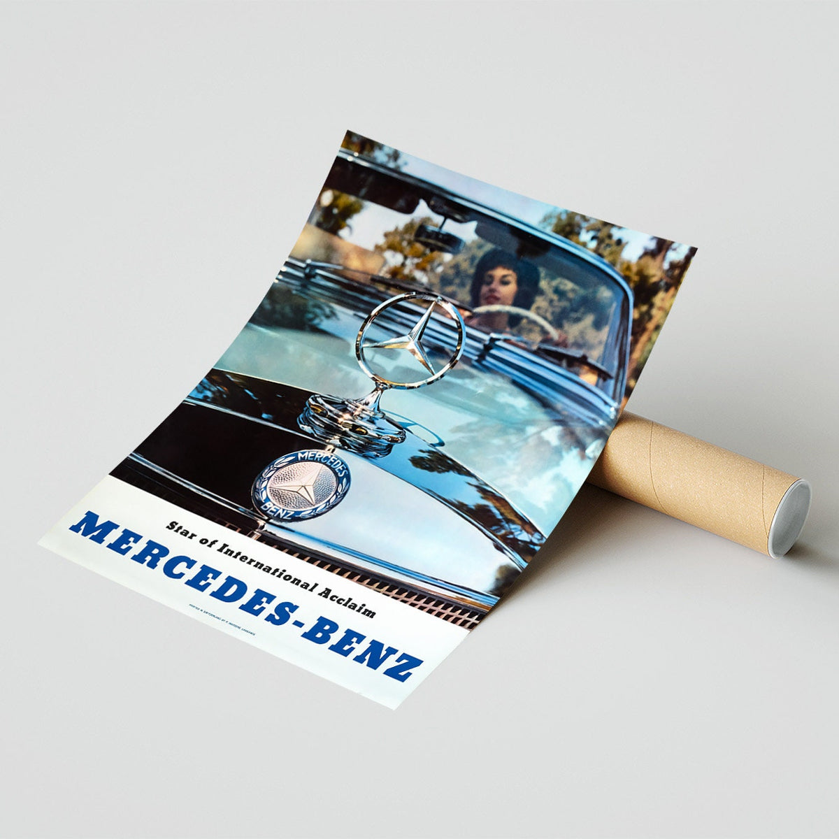 Vintage Fine Art Poster - A4, A1...20x30 Zoll... Mercedes-Benz SE Cabriolet, Star der internationalen Anerkennung, 1965 - Auto-Werbedruck