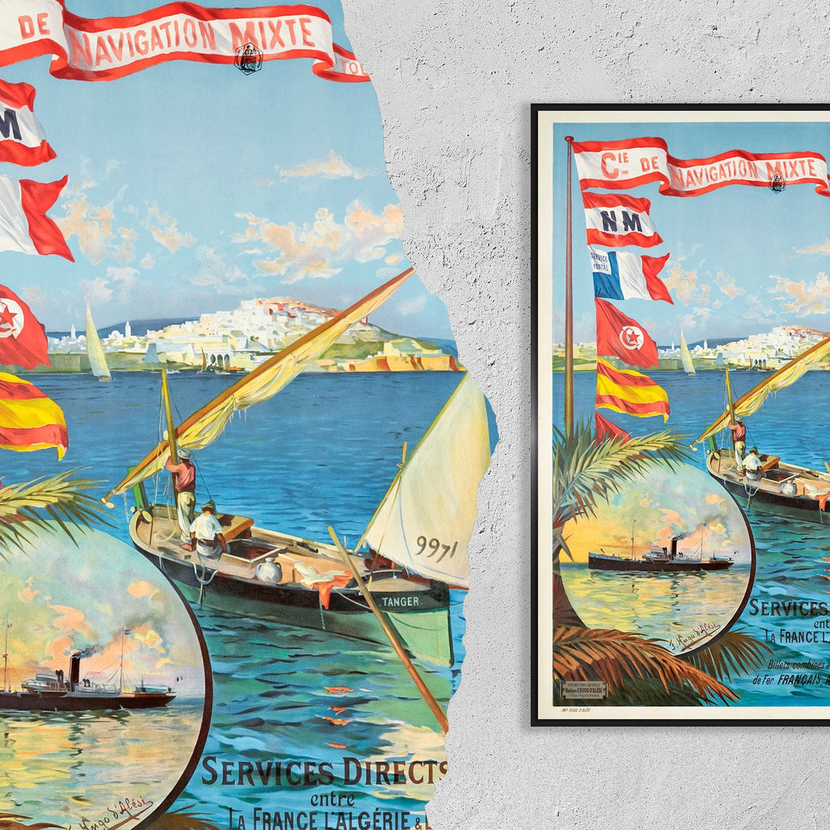 Cie de Navigation Mixte & Touache · Services directs entre · l'Algérie et la Tunisie · Hugo D'Alési · 1900