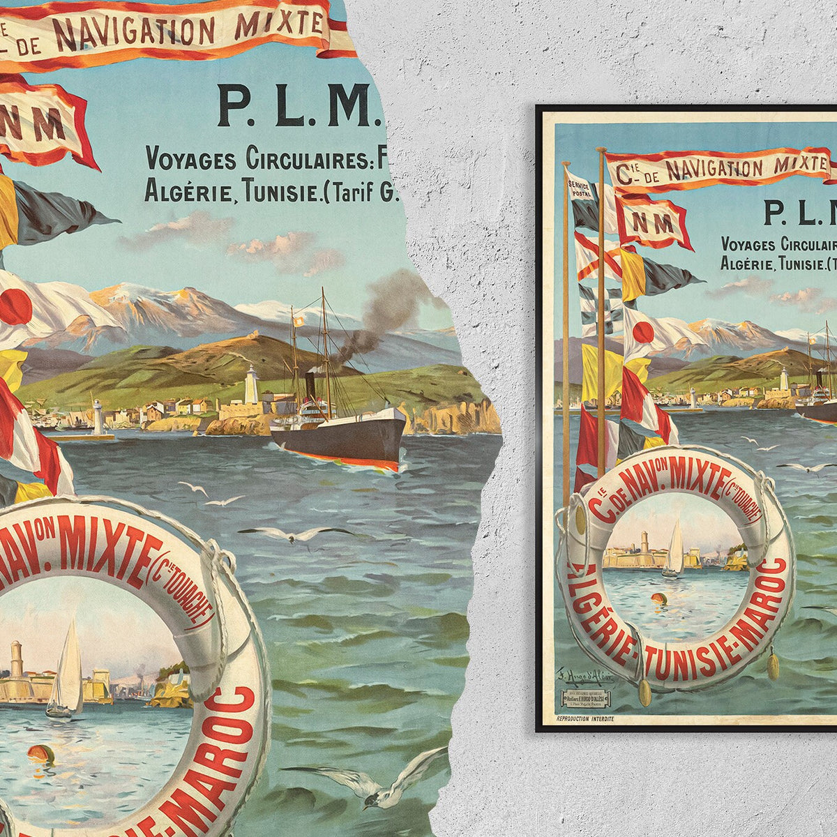 Cie de Navigation Mixte & Touache · Services directs entre · l'Algérie et la Tunisie · Hugo D'Alési · 1900