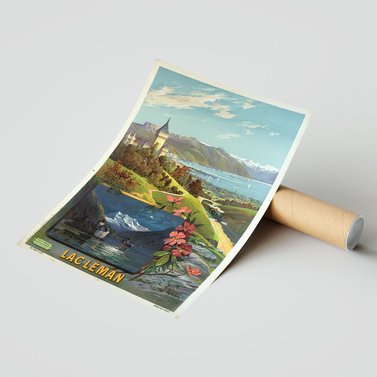 Hi-Res Print - A4, A3...20x30 Zoll... Genfersee, Schloss Chillon und Dent du Midi, Frédéric Hugo D'Alési, 1898 - Reise-Airline-Poster