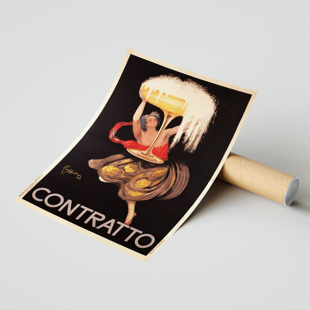 Hi-Res Druck - A4, A3...20x30 Zoll... Contratto Champagner, Leonetto Cappiello, 1922 - Vintage Getränke-Werbeplakat