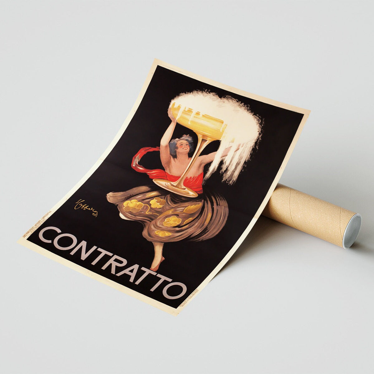 Hi-Res Druck - A4, A3...20x30 Zoll... Contratto Champagner, Leonetto Cappiello, 1922 - Vintage Getränke-Werbeplakat