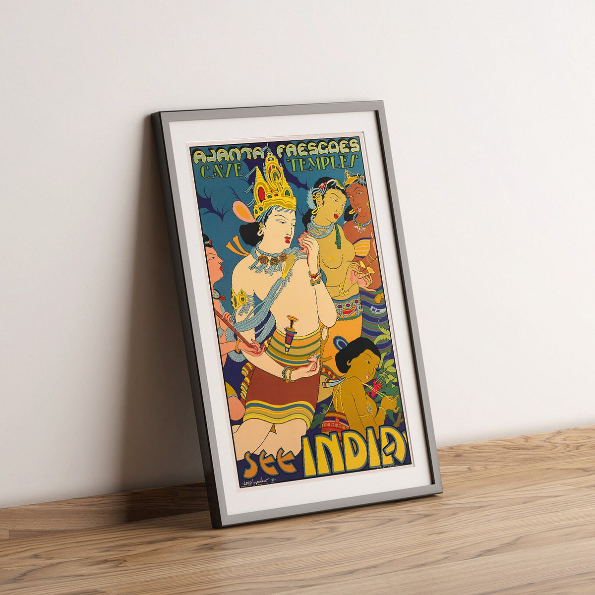 Vintage Fine Art Poster - A4, A1...20x30 inch... Cave Temples, See India - Vintage Reiseplakat