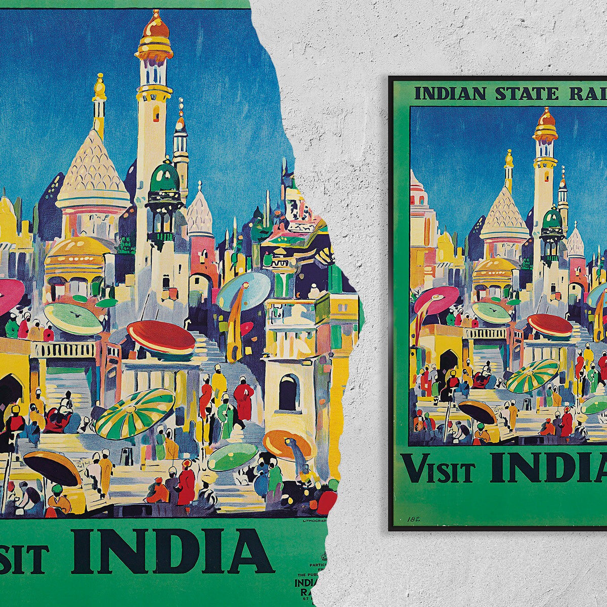 Hi-Res Print - A4, A3...20x30 inch... Indian State Railways, Visit India - Vintage Travel Poster
