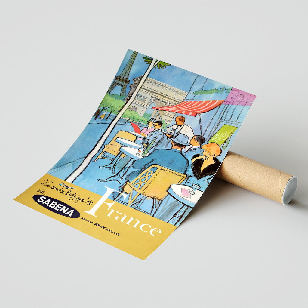 Hi-Res Print – A4, A3...20x30 inch... Belgian Worlds Airlines, Frankreich – Vintage Airline-Poster