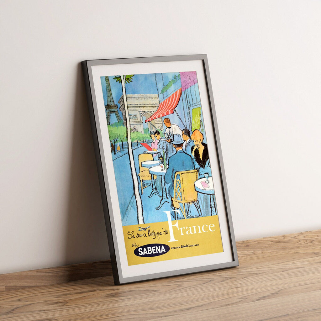 Hi-Res Print – A4, A3...20x30 inch... Belgian Worlds Airlines, Frankreich – Vintage Airline-Poster