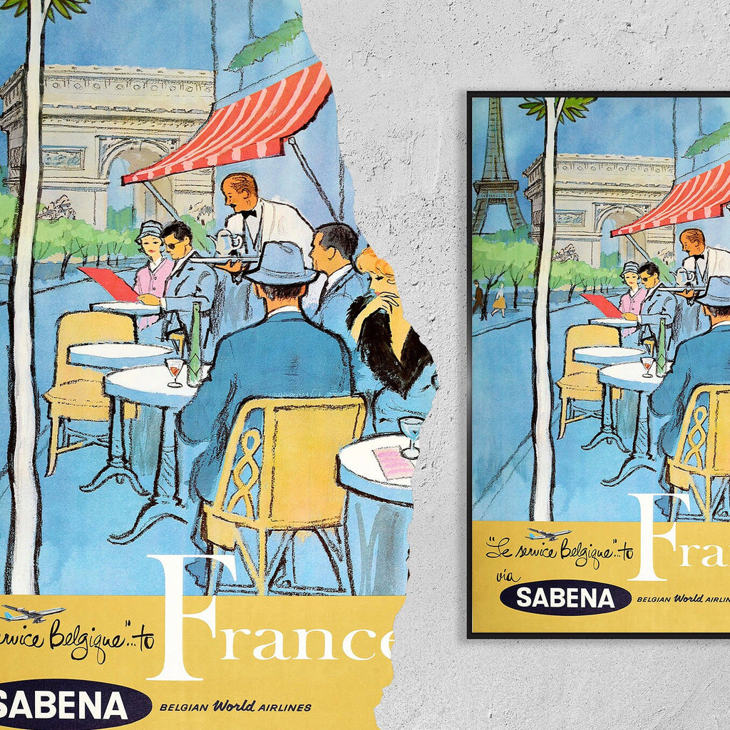 Hi-Res Print – A4, A3...20x30 inch... Belgian Worlds Airlines, Frankreich – Vintage Airline-Poster