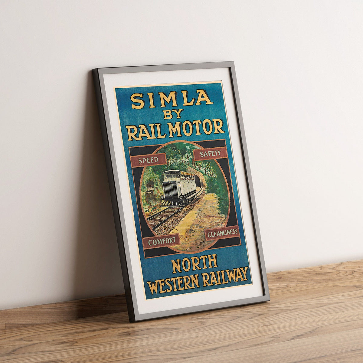 Hi-Res Print - A4, A3...20x30 inch... Simla By Rail Motor, Visit India - Vintage Travel Poster