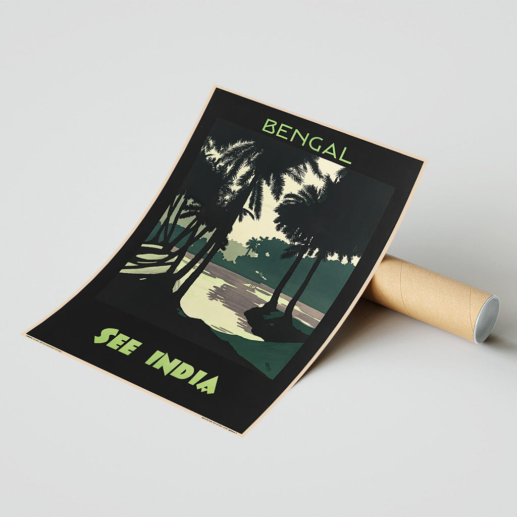 Hi-Res Print - A4, A3...20x30 Zoll... Bengalen, Besuchen Sie Indien - Vintage-Reiseplakat