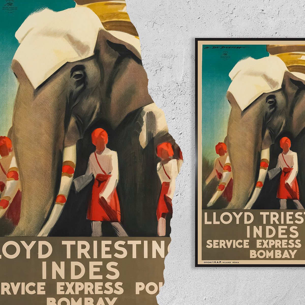 Hi-Res Print - A4, A3...20x30 Zoll... Lloyd Trestino Indes, Bombay, Visit India - Vintage Reiseposter