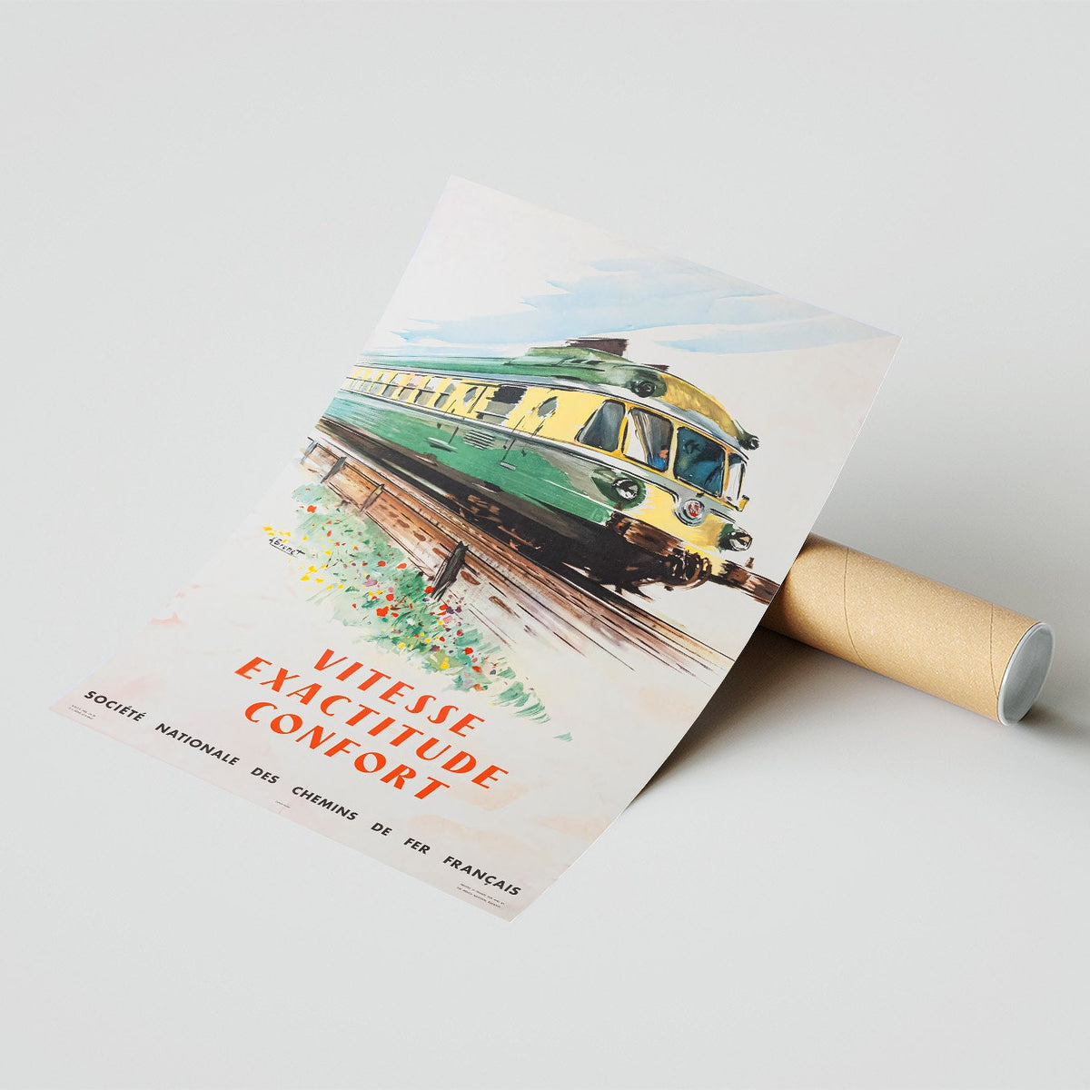 Hi-Res Druck - A4, A3...20x30 Zoll... Französische Eisenbahn, Zugtransport, 1958 - Vintage Reiseplakat