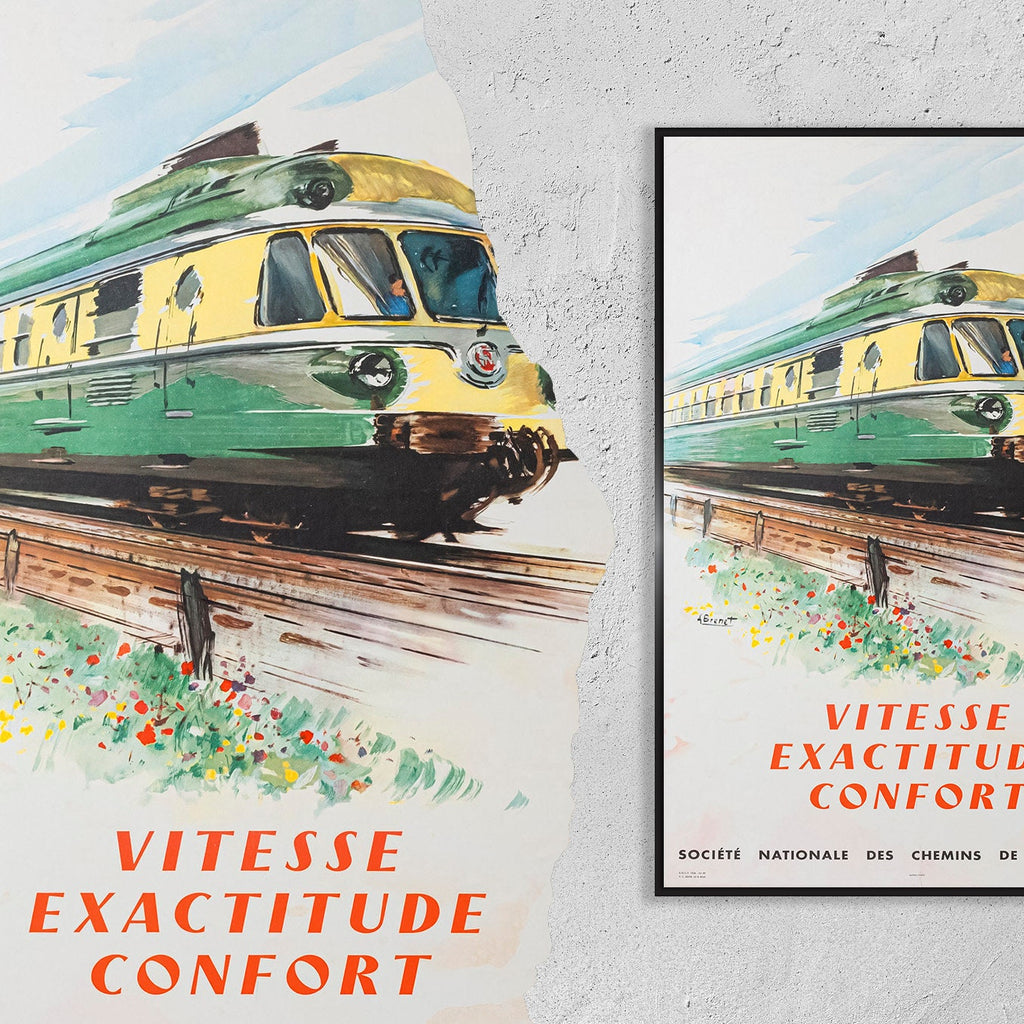Hi-Res Druck - A4, A3...20x30 Zoll... Französische Eisenbahn, Zugtransport, 1958 - Vintage Reiseplakat
