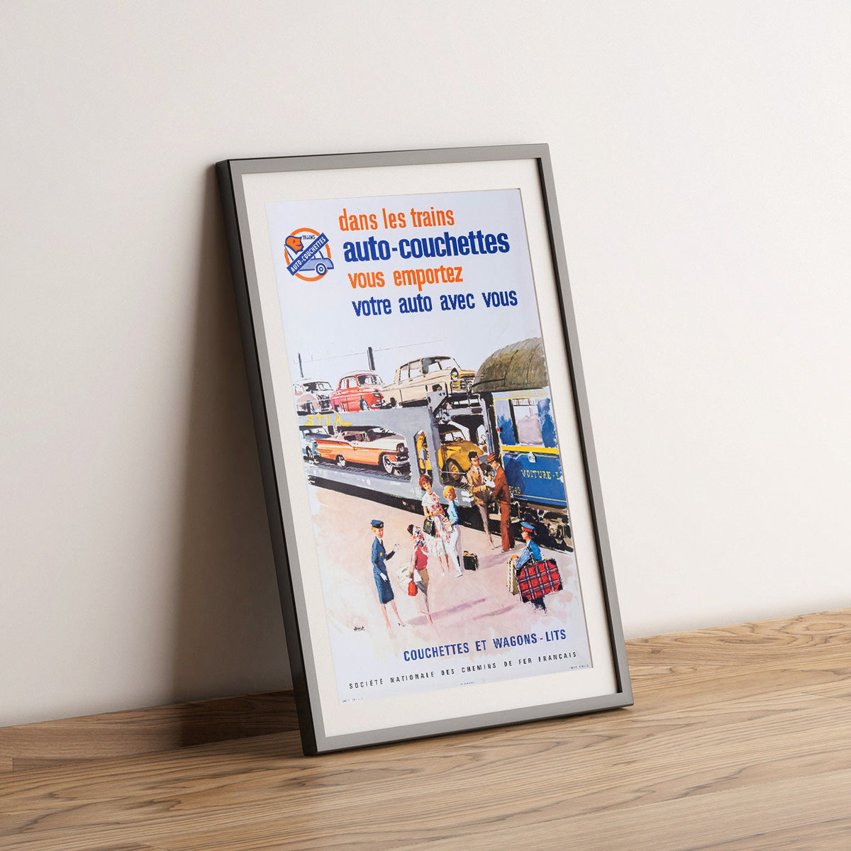 Hochauflösender Druck - A4, A3... 20x30 Zoll... Schlafwagen, Autos, Zug, Eisenbahnen, Auto, 1963 - Vintage Reiseplakat