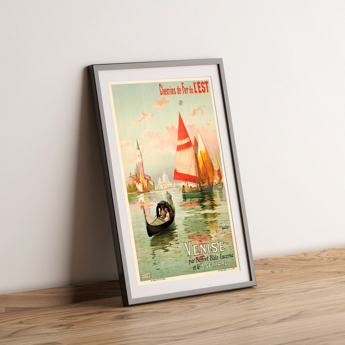 Hi-Res Print - A4, A3...20x30 Zoll... Venedig Gondel Bragozzo San Marco 1890 - Vintage Airline Poster