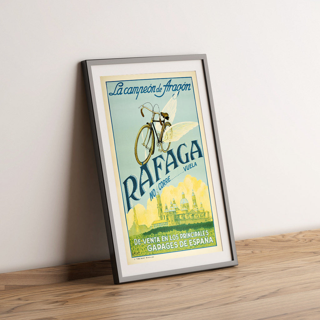 Hochauflösender Druck – A4, A3... 20x30 Zoll... Rafaga Vuelta Aragon Champion Spanien, 1930 – Vintage-Fahrradwerbeplakat