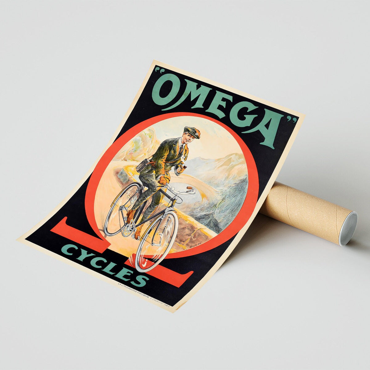 Hi-Res Druck - A4, A3...20x30 Zoll... Omega Cycles Dorfinant Fahrrad, 1920 - Vintage Fahrradwerbeplakat