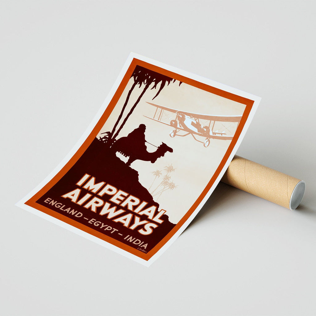 Vintage Kunstdruck Poster - A4, A1...20x30 Zoll... Imperial Airways, Besuchen Sie England Ägypten Indien - Vintage Airline Print