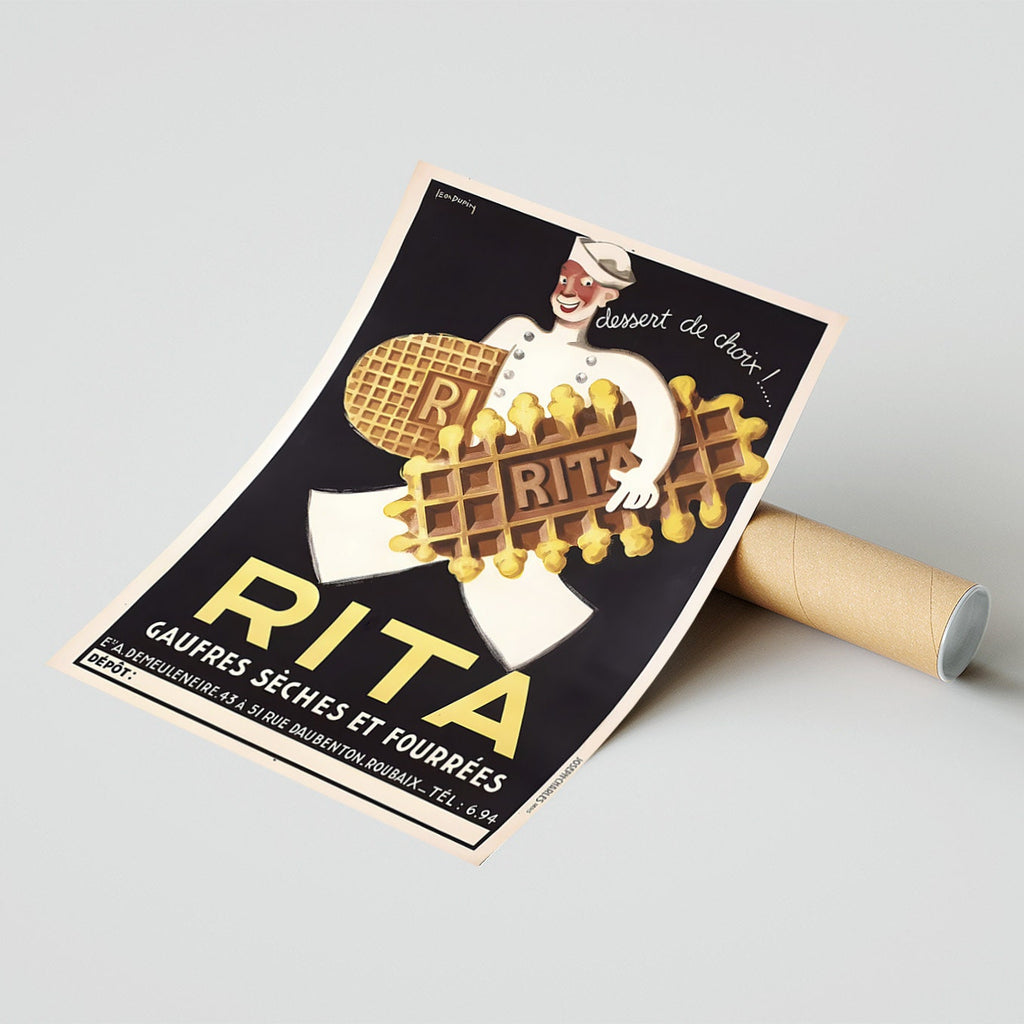 Hi-Res Print - A4, A3...20x30 inch... "Rita Waffles" Leon Dupin - France Kitchen Poster
