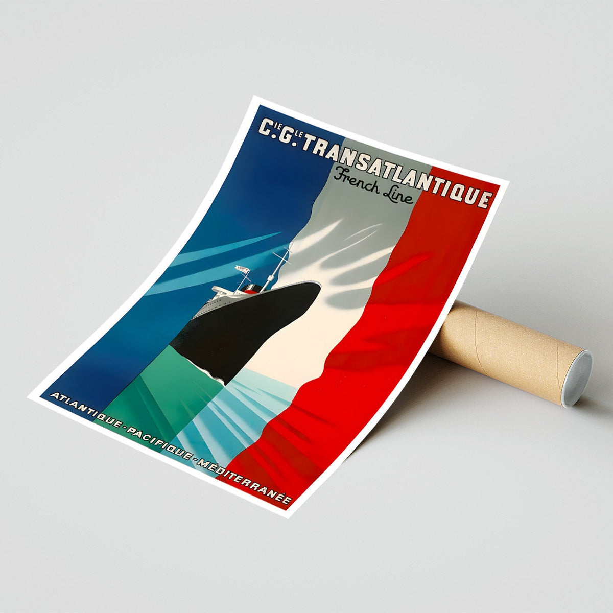 Hi-Res Print - A4, A3...20x30 inch... Transatlantique, French Line, Pasifique-Mediterranee - Vintage Transportplakat