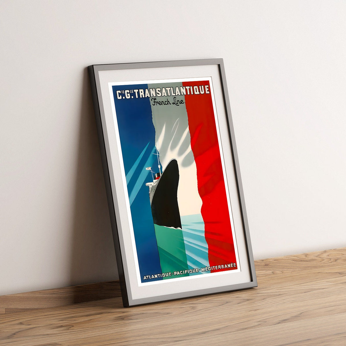 Hi-Res Print - A4, A3...20x30 inch... Transatlantique, French Line, Pasifique-Mediterranee - Vintage Transportplakat