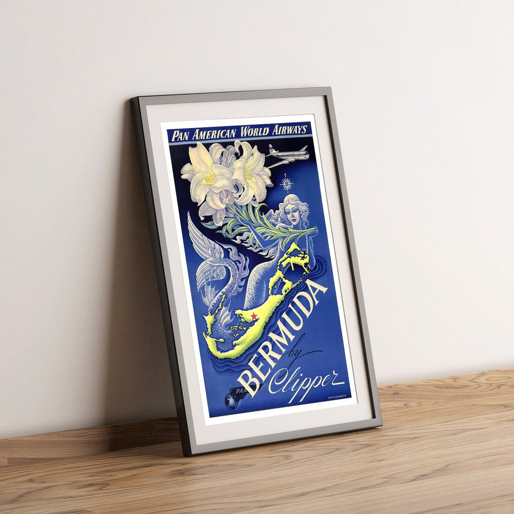 Vintage Kunstdruck Poster - A4, A1...20x30 inch... Pan American World Airways - Visit Bermuda - Vintage Airline Print