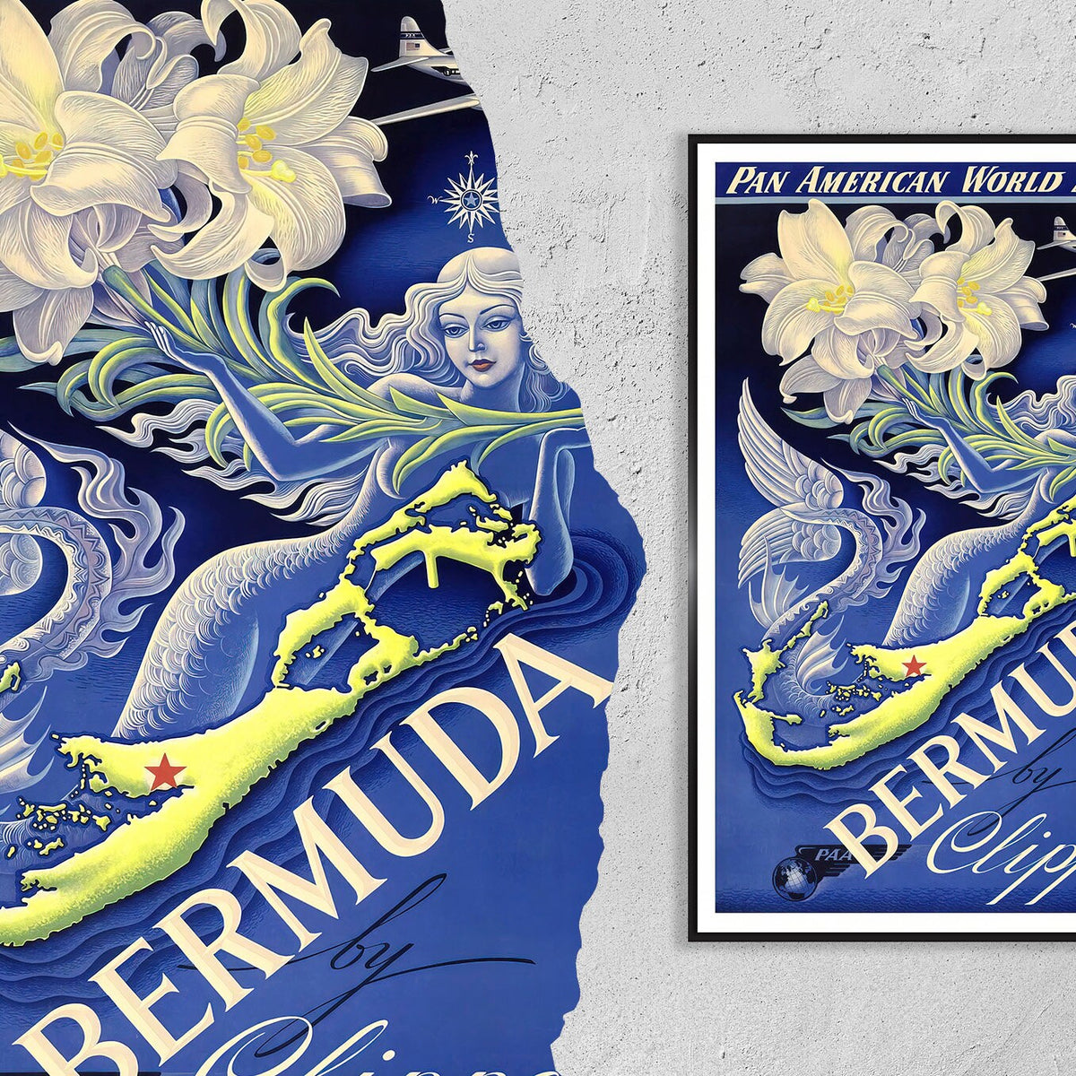 Vintage Kunstdruck Poster - A4, A1...20x30 inch... Pan American World Airways - Visit Bermuda - Vintage Airline Print