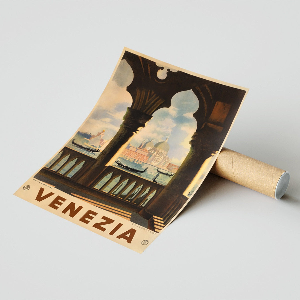 Hochauflösender Druck – A4, A3... 18x27 Zoll... Besuchen Sie Venedig, Italien, 1938 – Vintage-Reiseplakat
