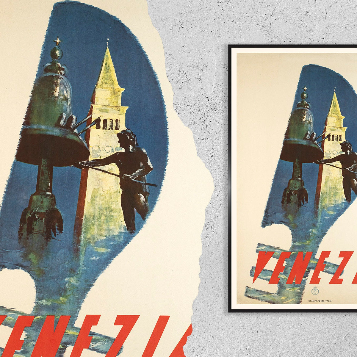 Hochauflösender Druck - A4, A3... 20x30 Zoll... Besuchen Sie Venedig, Italien, 1950 - Vintage Reiseplakat