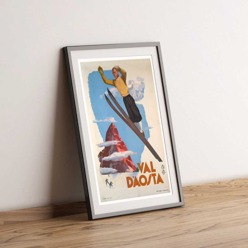 Hi-Res Druck - A4, A3...20x30 Zoll... Ski "Val d'Aosta", Italien - Vintage Wintersport Poster, Pizzi und Pizio Edition