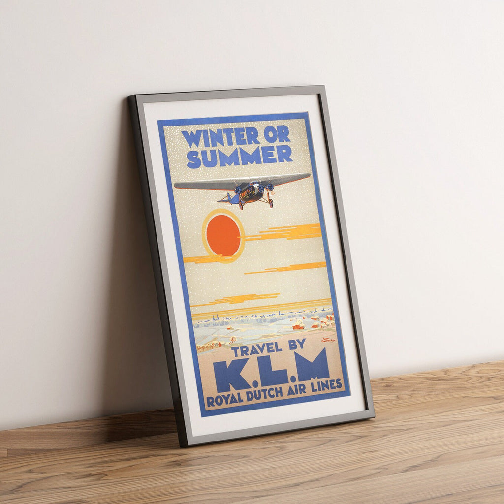 Hochauflösender Druck - A4, A3... 20x30 Zoll... K.L.M. Royal Dutch Air Line, Winter Oder Sommer - Vintage-Fluglinien-Werbeplakat