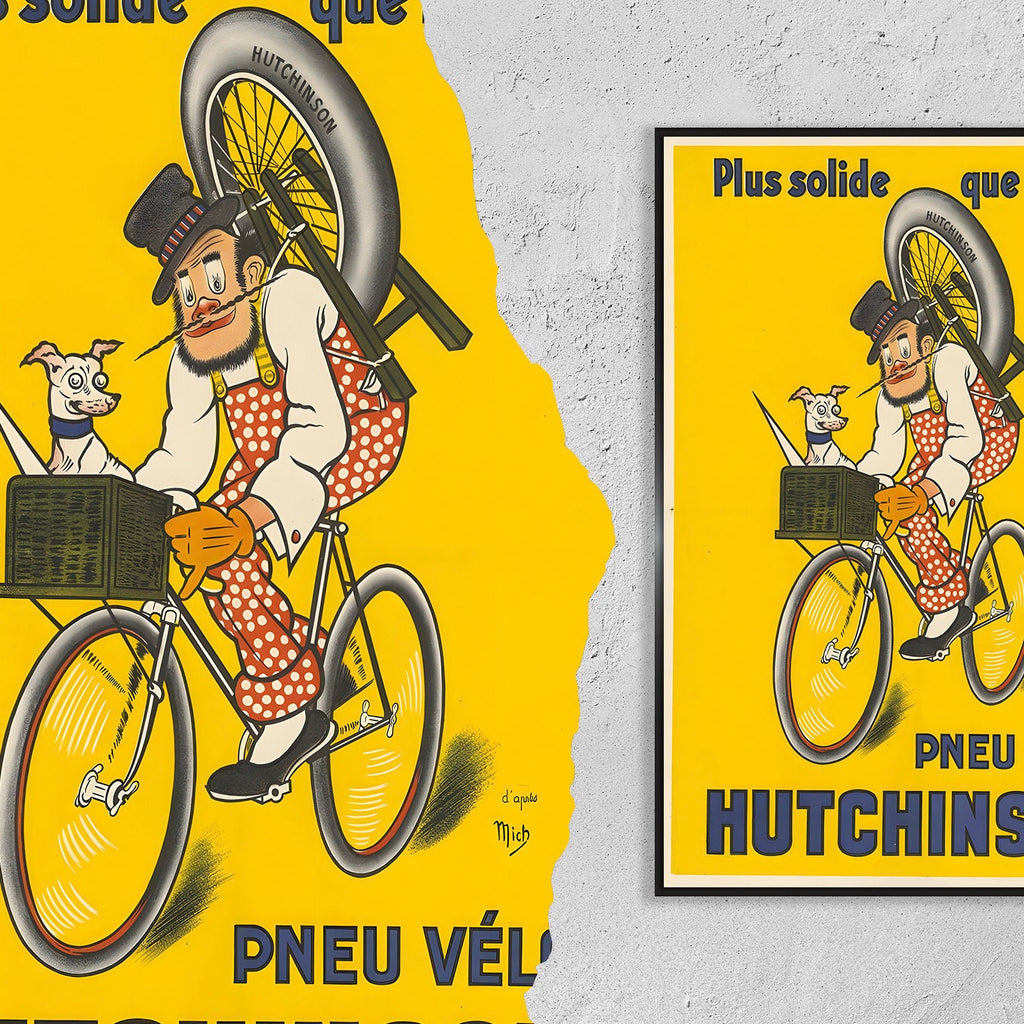 Hi-Res Print - A4, A3...20x30 Zoll... "Hutchinson Tires" Stärker als Stahl, 1920 - Vintage Fahrrad Werbung Poster