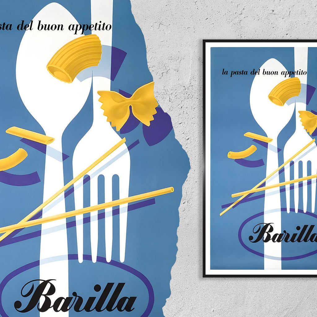 Vintage Fine Art Poster - A4, A1...20x30 inch... Barilla, La Pasta Del Buen Apettito, 1956 - Vintage Airline Werbereise-Druck