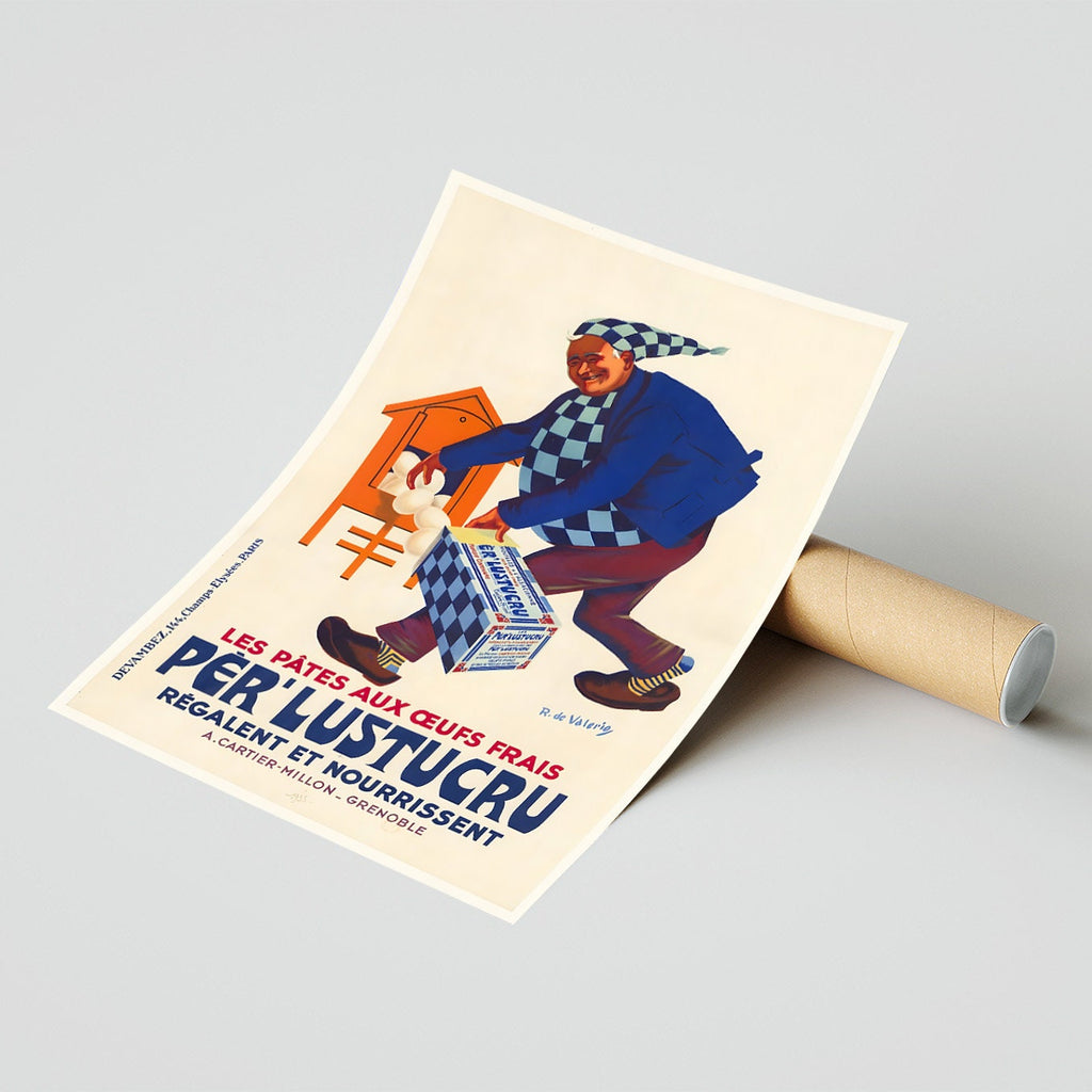 Hi-Res-Druck - A4, A3... 20x30 Zoll... Le Pates Aux Oeufs Frais, 1939 - Vintage-Werbeplakat für Lebensmittel