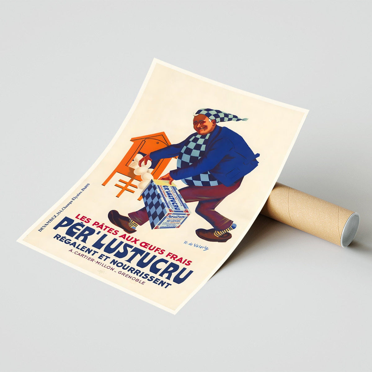 Hi-Res-Druck - A4, A3... 20x30 Zoll... Le Pates Aux Oeufs Frais, 1939 - Vintage-Werbeplakat für Lebensmittel