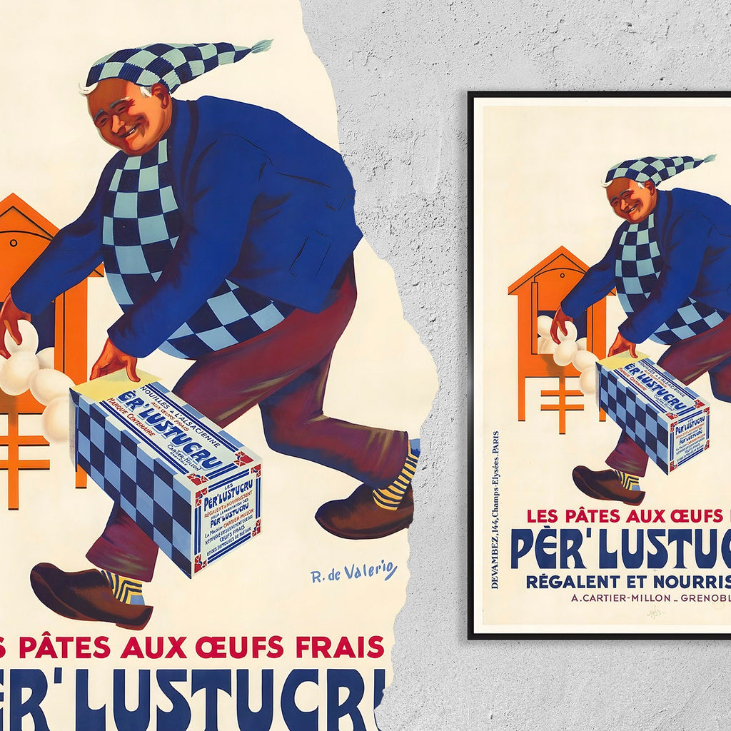 Hi-Res-Druck - A4, A3... 20x30 Zoll... Le Pates Aux Oeufs Frais, 1939 - Vintage-Werbeplakat für Lebensmittel