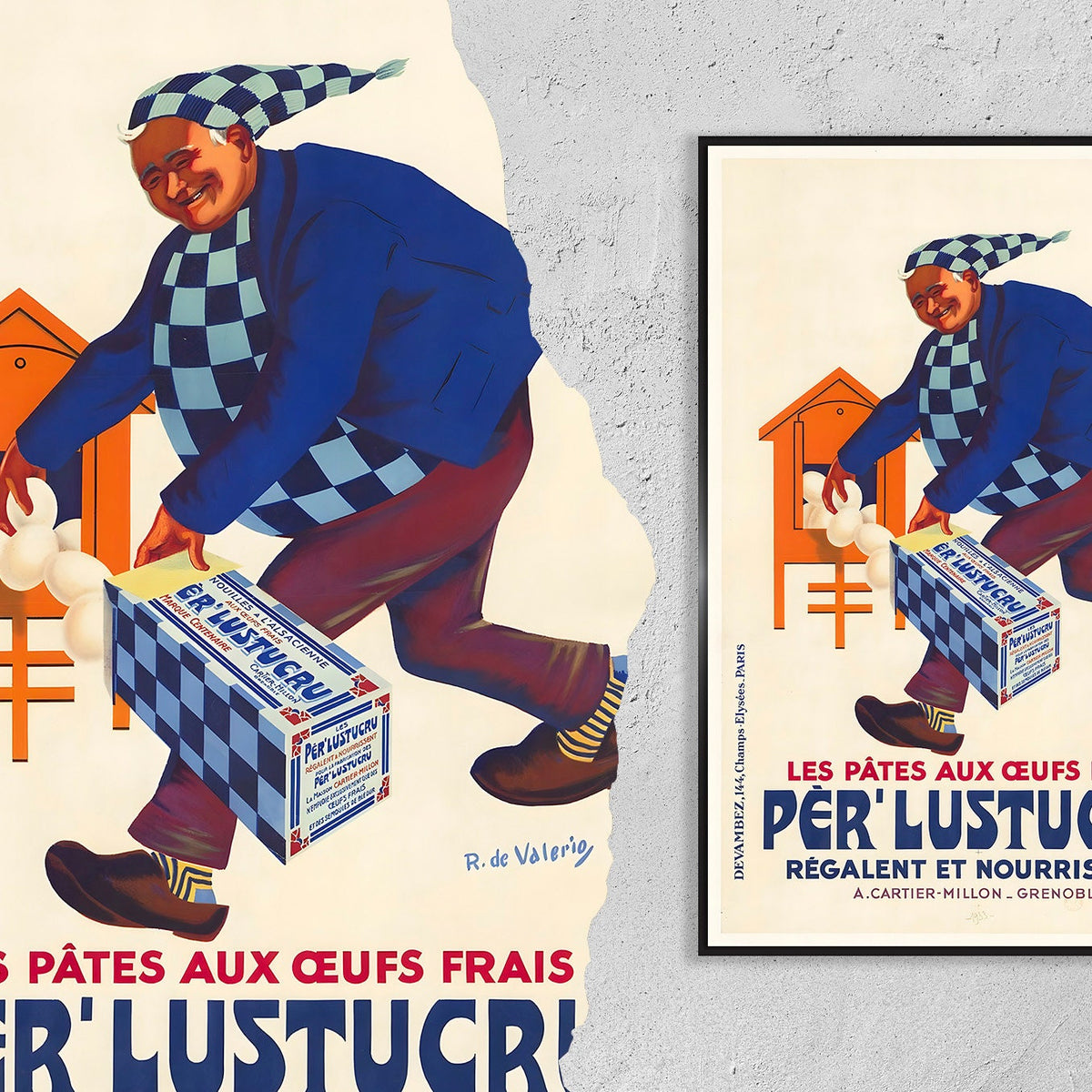 Hi-Res-Druck - A4, A3... 20x30 Zoll... Le Pates Aux Oeufs Frais, 1939 - Vintage-Werbeplakat für Lebensmittel