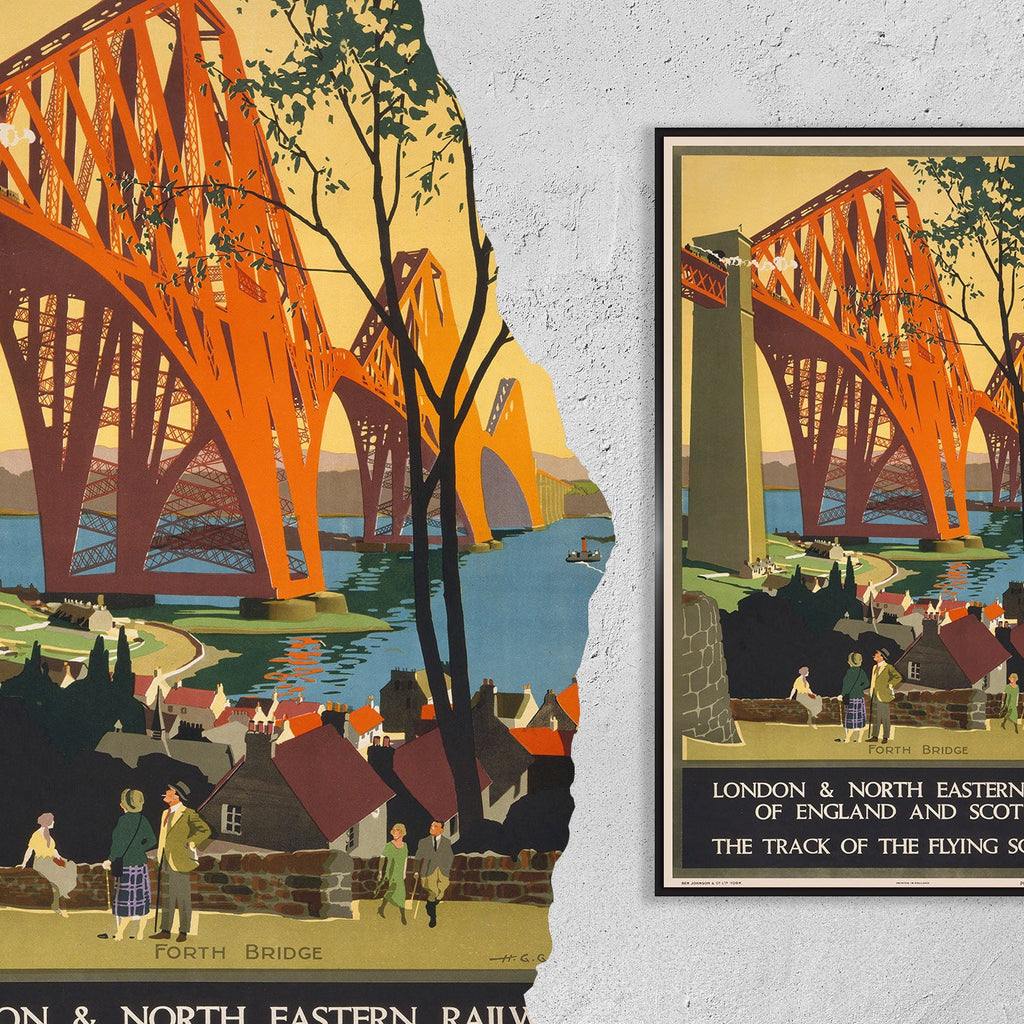 Hochauflösender Druck – A4, A3...20x30 Zoll... Forth Bridge, London & North Eastern Railway Of England and Scotland – Vintage-Reiseposter