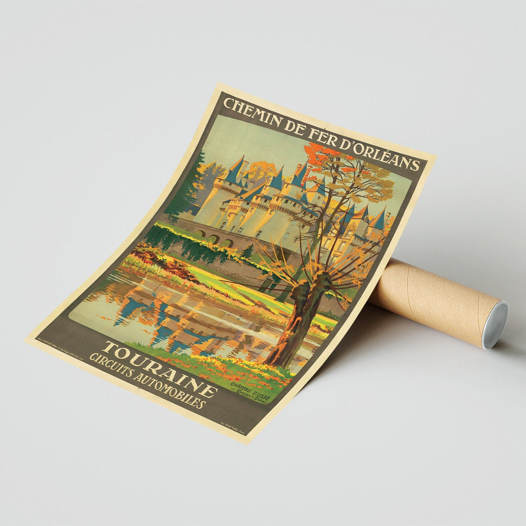Vintage Kunstdruck - A4, A1...20x30 Zoll... Chemins De Fer D'Orleans, Touraine, Chateau d'Usse - Vintage Transport-Kunstdruck