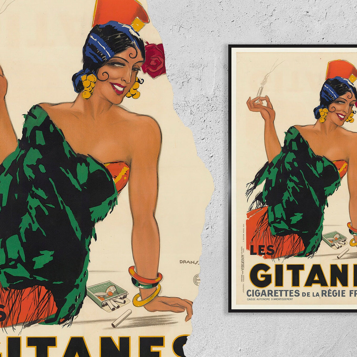 Hi-Res Print - A4, A3...20x30 Zoll... "Les Gitanes" Zigaretten De La Regie Francaise - Französisches Werbeplakat